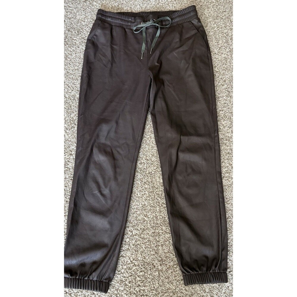 PHILANTHROPY $248 Brown Scarlett Vegan Leather Joggers Drawstring Pants Small